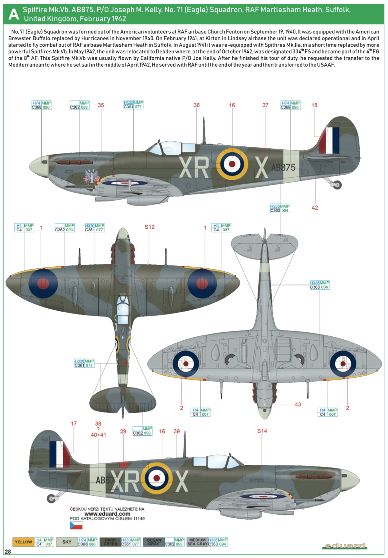 Asisbiz Spitfire MkVb RCAF 71Sqn XRX PO Joseph M Kelly AB875 Martlesham ...