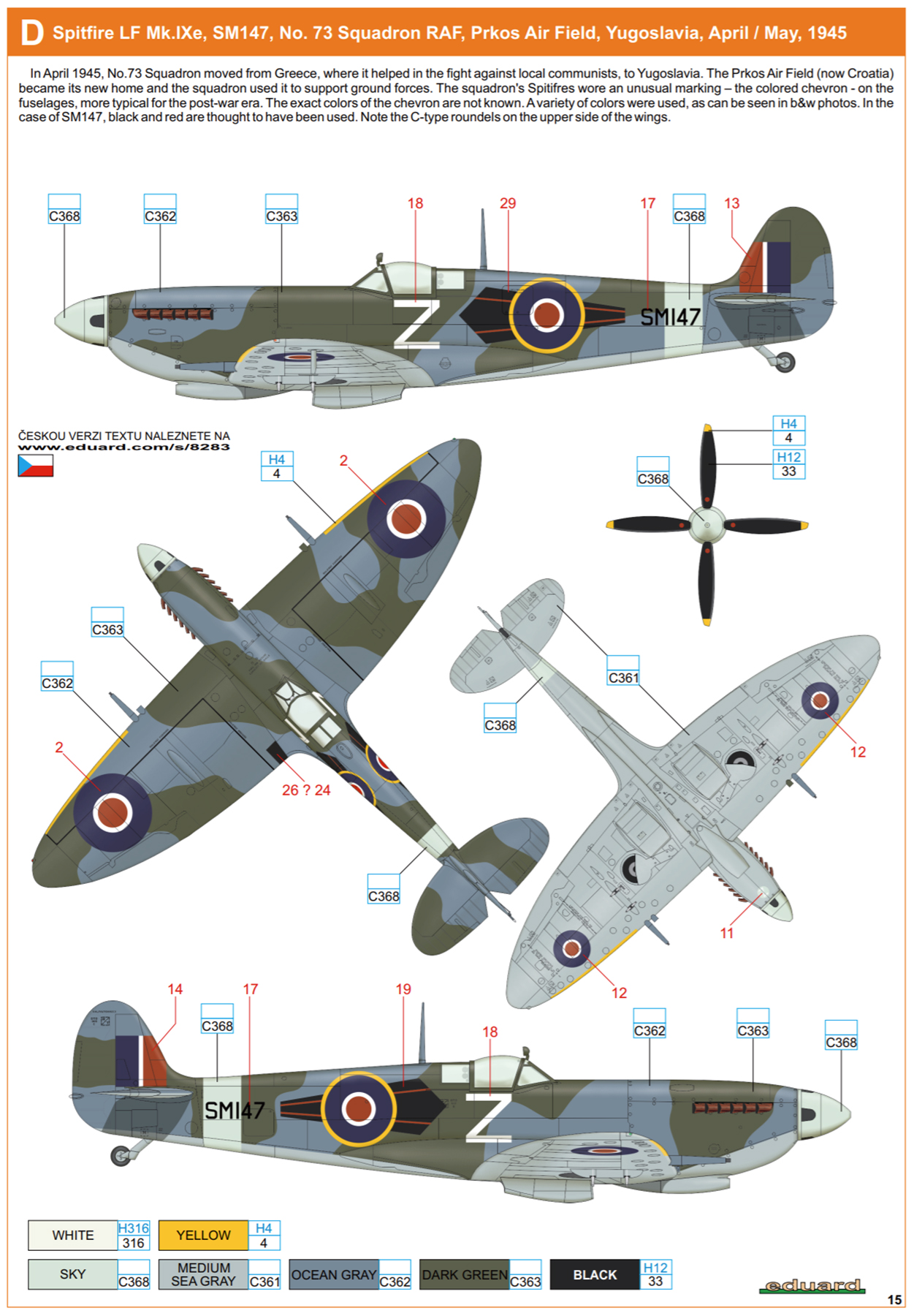 Asisbiz Spitfire LFIXe RAF 73Sqn White Z SM147 Prkos AF Yugoslavia ...