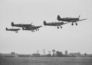 Asisbiz Spitfires RAF 74 Sqn JHF JHC JHH JHG taking off at Horbchurch Essex 8th Aug 1939 NIOD