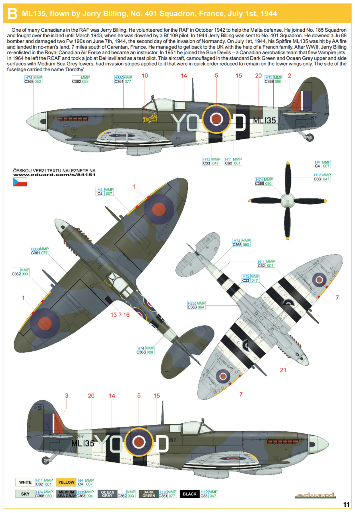 Asisbiz Spitfire LFIXc RCAF 401Sqn YOD Jerry Billing ML135 France July ...