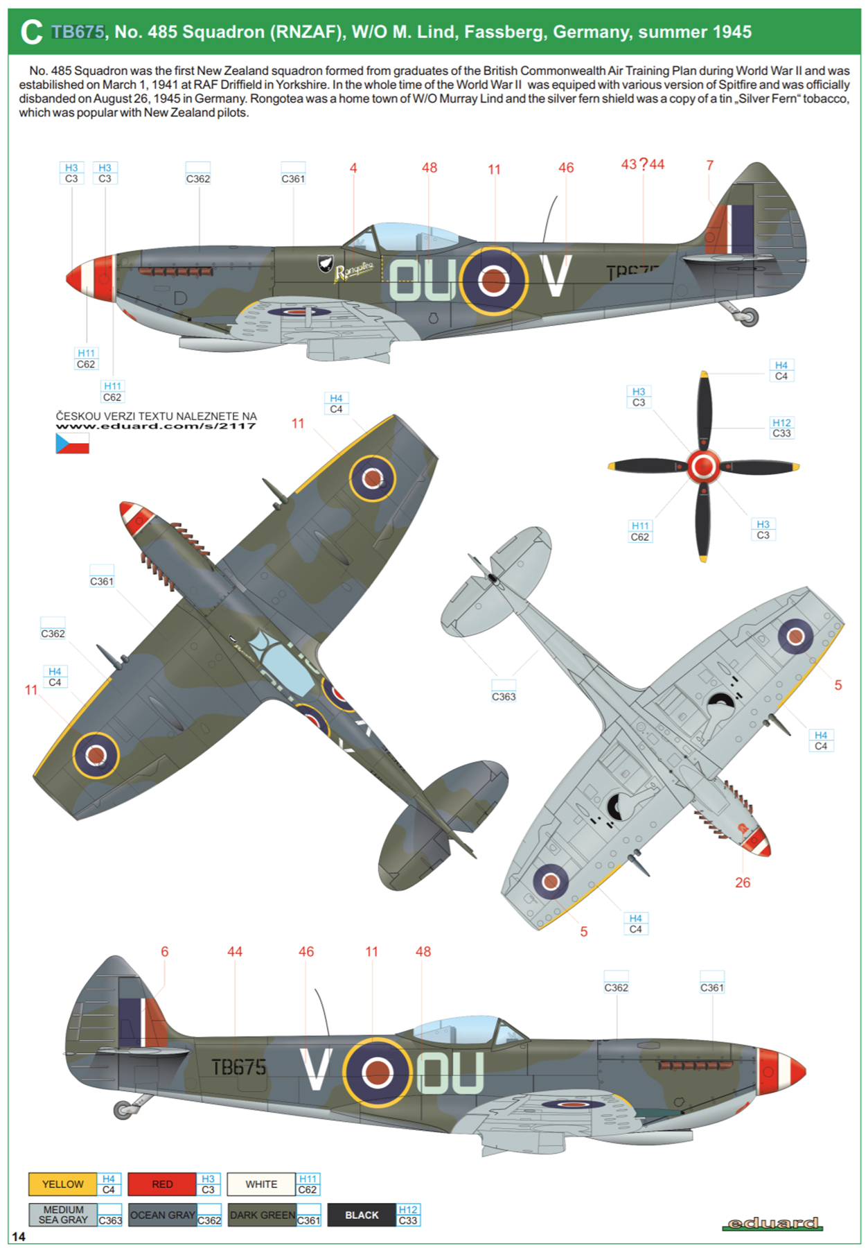 Asisbiz Spitfire XVI RNZAF 485Sqn OUV WO M Lind TB675 Fassberg Germany ...