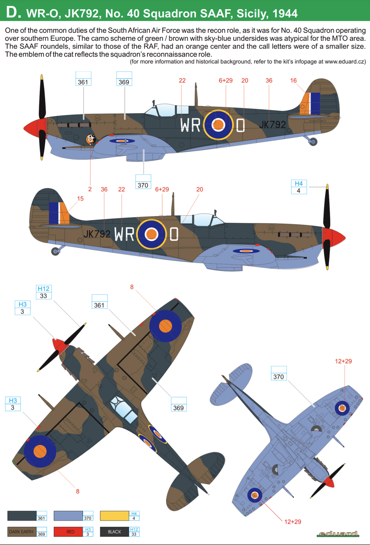 Asisbiz Spitfire MkVcTrop SAAF 40Sqn WRO JK792 Sicily 1944-profile by ...