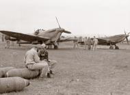 Asisbiz RAF Spitefires MkV and MkIX being resupplied by 15AF B 24's in Southern France 17th Oct 1944 A16113