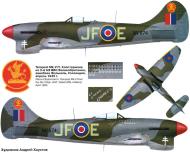 Asisbiz Artwork Profile Tempest MkV RAF 3Sqn JF E Pierre Clostermann NV874 England 1944 0A