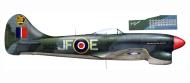 Asisbiz Artwork Profile Tempest MkV RAF 3Sqn JF E SN222 Pierre Clostermann England 1944 0B