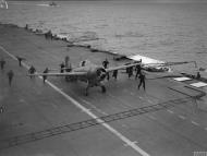 Asisbiz British convoy on their way to Malta with Martlet landing aboard HMS Indomitable 10 12th Aug 1942 IWM A11160