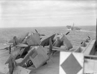 Asisbiz Fleet Air Arm 856NAS det Martlet F JV375 aboard HMS Trumpeter with HMS Nabob damaged off Norway Aug 1944 IWM A25369