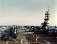 Asisbiz USS Santee ACV 29 Douglas SBD 3 Dauntless scout bombers and Grumman F4F 4 Wildcat 80 G K 15250