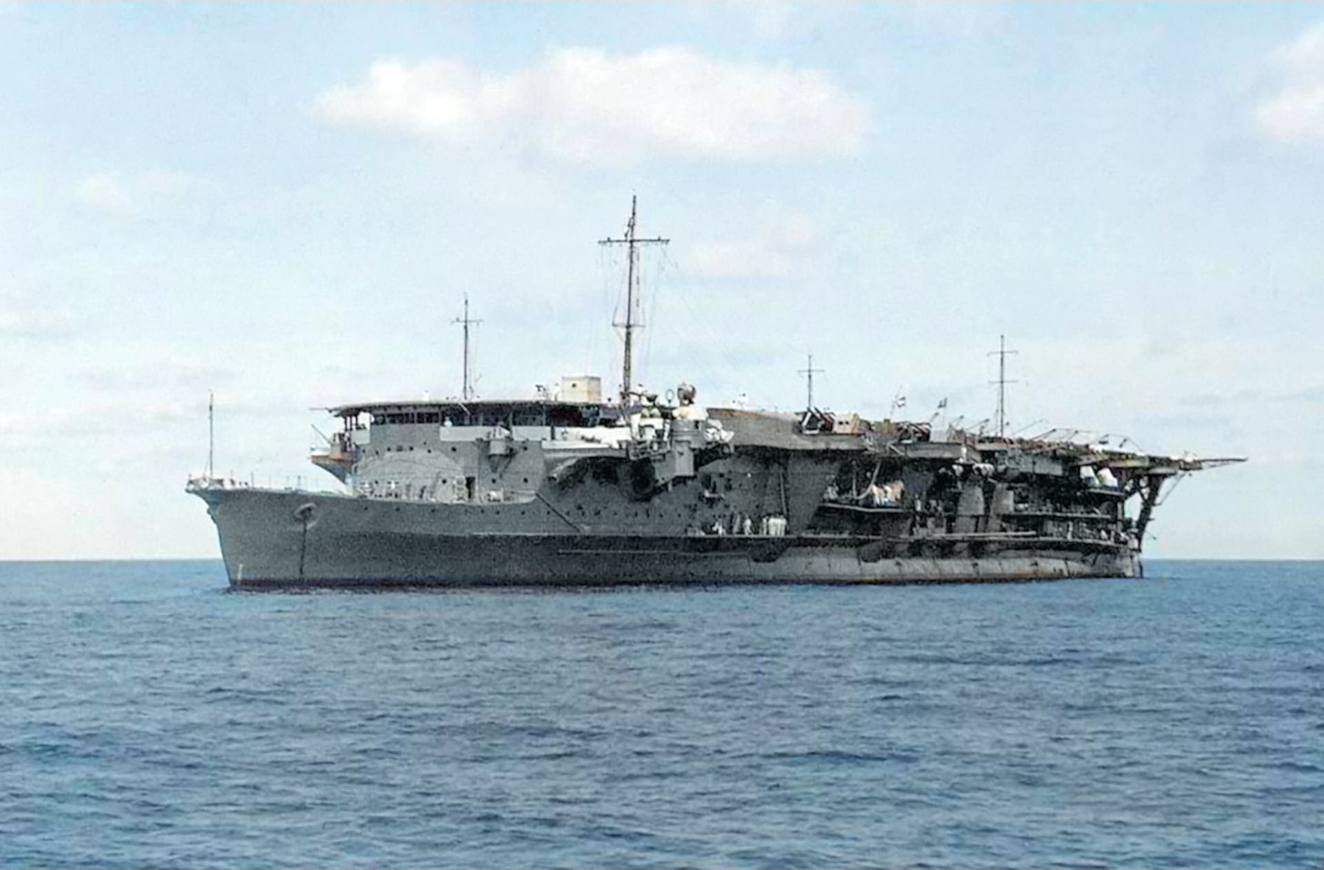 Imperial Japanese Navy aircraft carrier Ryujo at anchor in 1936 after reconstruction 01