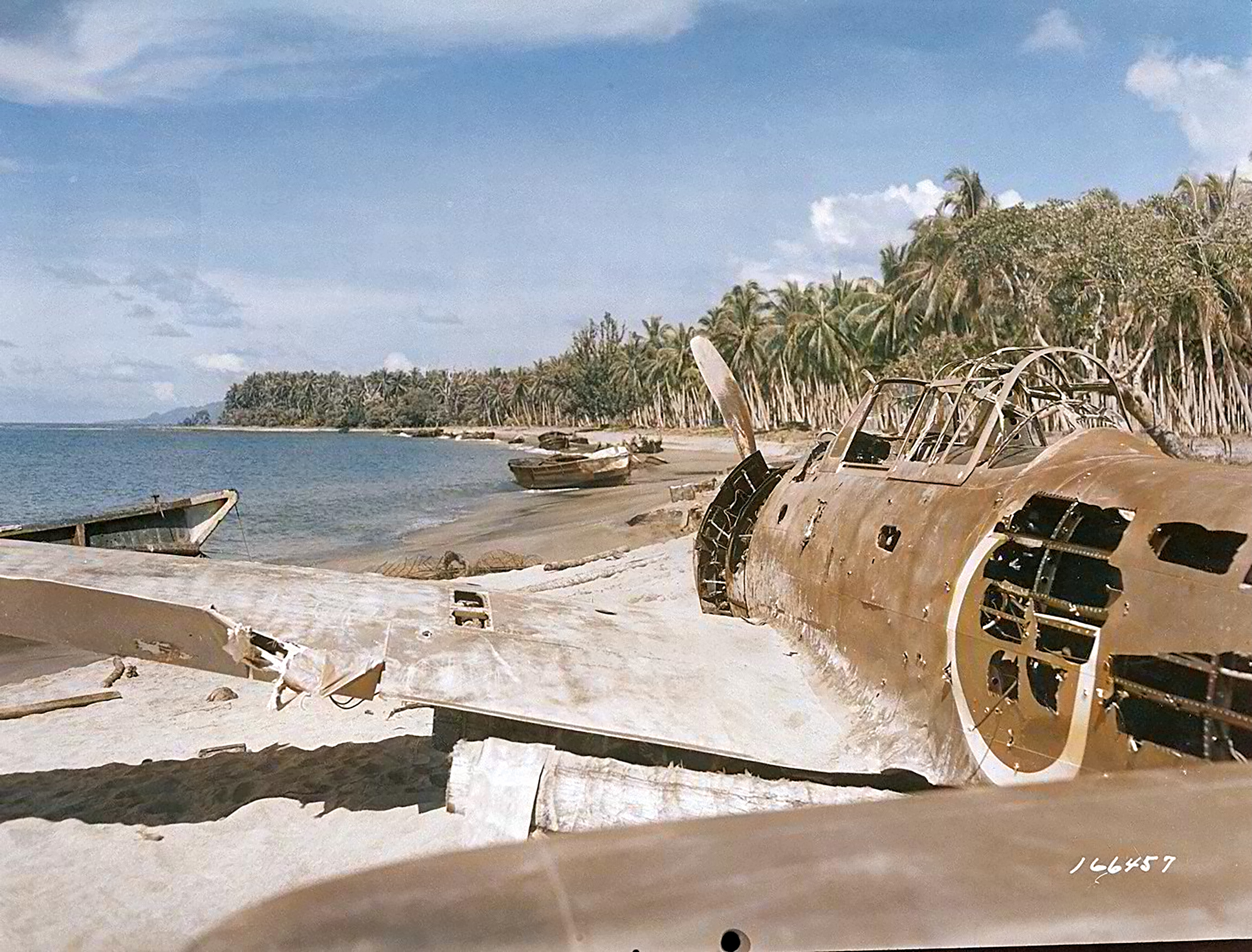 Japanese Zero abandoned on the beach after the Battle of Cape Esperance Oct 1942 ASC01