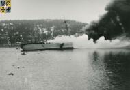 Asisbiz KMS Blucher on fire and sinking in Drobak Sound during the invasion of Norway 9th Apr 1940 Riksarkivet 01