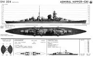 Asisbiz US Navy recognition drawing of German heavy cruiser Blucher or Admiral Hipper class 1942 ONI