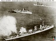 Asisbiz Kriegsmarine light cruiser KMS Konigsberg firing salutes in 1934 NH80999