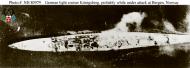 Asisbiz Kriegsmarine light cruiser KMS Konigsberg under attack by FAA at Bergen Norway 9th April 1940 NH80979