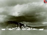 Asisbiz Kriegsmarine battleship KMS Tirpitz moored Kaafjord Norway 1944