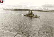 Asisbiz Kriegsmarine battleship KMS Tirpitz starboard side at sea Norway 1943 Luft Seaplanes P35a