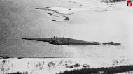 Asisbiz Mosquito PRXVI RAF 544Sqn NS637 showing the capsized German battleship Tirpitz in Tromso fjord IWM C5148