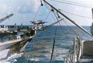 Asisbiz USS Hancock (CV 19) launches a Grumman F6F 3 Hellcat during refueling Pacific 1944 01