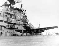 Asisbiz USS Philippine Sea (CV 47) Douglas AD 4 Skyraider of VA 115 takes off on a mission to North Korea 25th Nov 1950 80 G 439876