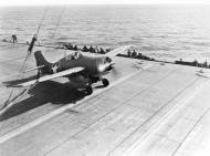 Asisbiz Grumman F4F 4 Wildcat VF 4 fitted with drop tanks takes off from USS Ranger (CV 4) operation Torch Nov 1942 80 G 30311