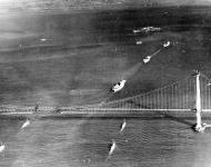 Asisbiz USS Lexington (CV 2), USS Ranger (CV 4), and the USS Saratoga (CV 3) passing under the Golden Gate Bridge 12th Nov 1936 NH 51386