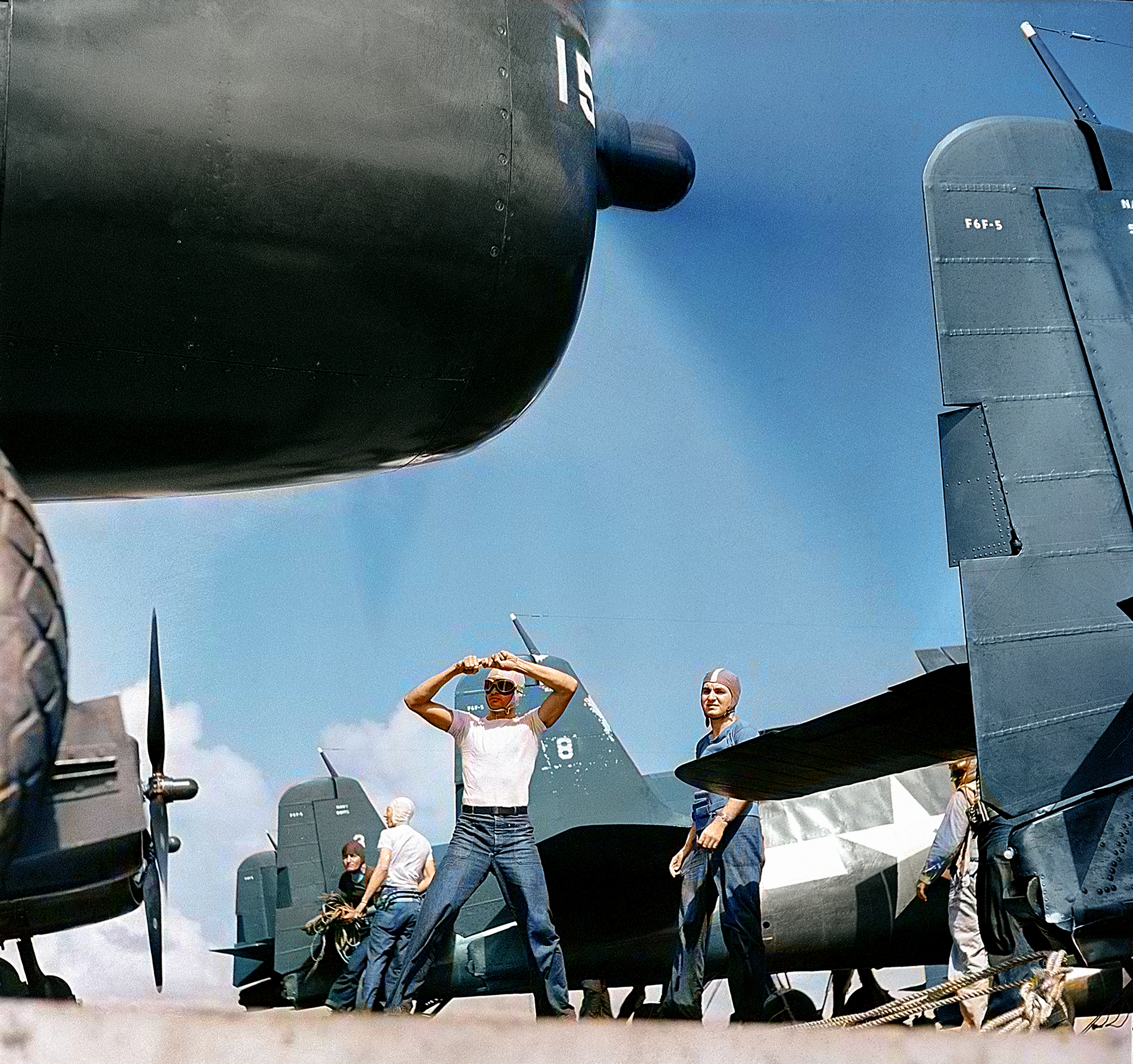 Asisbiz Grumman F6F 5 pilot aboard the USS Tulagi (CVE-72) off the coast of Southern France Aug 1944 80 G 468782